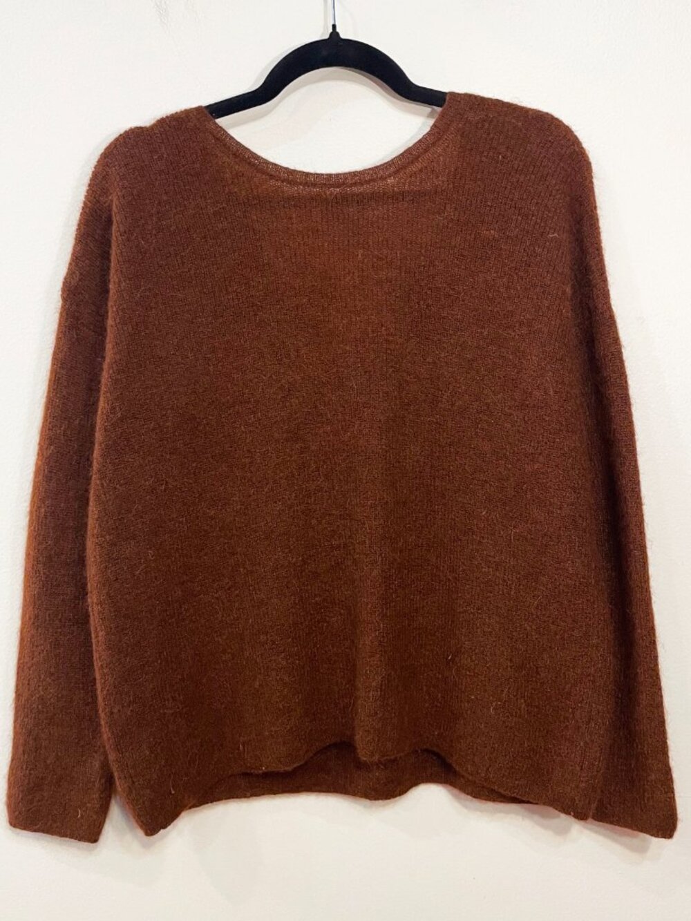Last Call! EUC Sezane Nelson Mohair Alpaca V-Neck Sweater Rust Brown Small - Picture 3 of 7